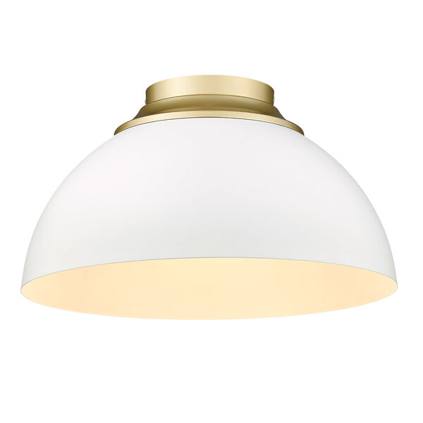 Zoey Olympic Gold and Matte White Three-Light Flush Mount, image 1